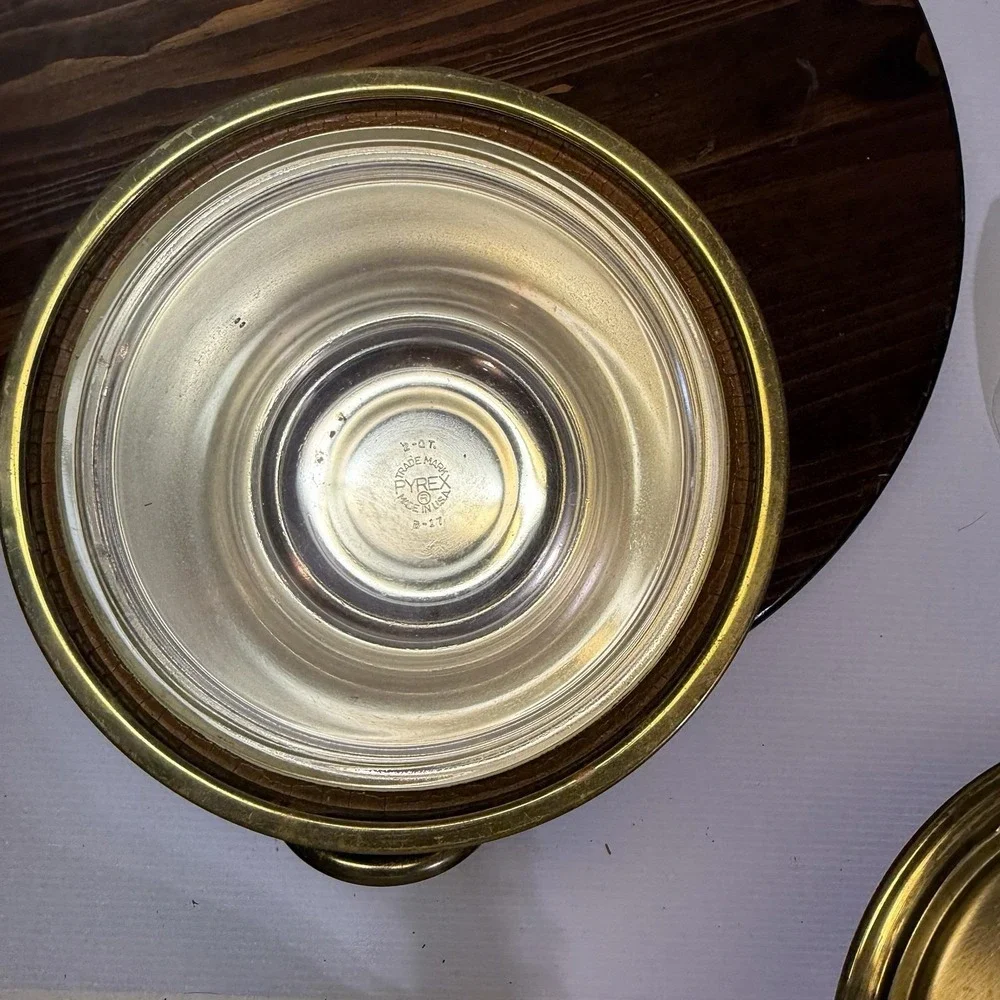 Everlast‎ Vintage Ice Bucket Solid Brass Teak MCM Barware Pyrex USA